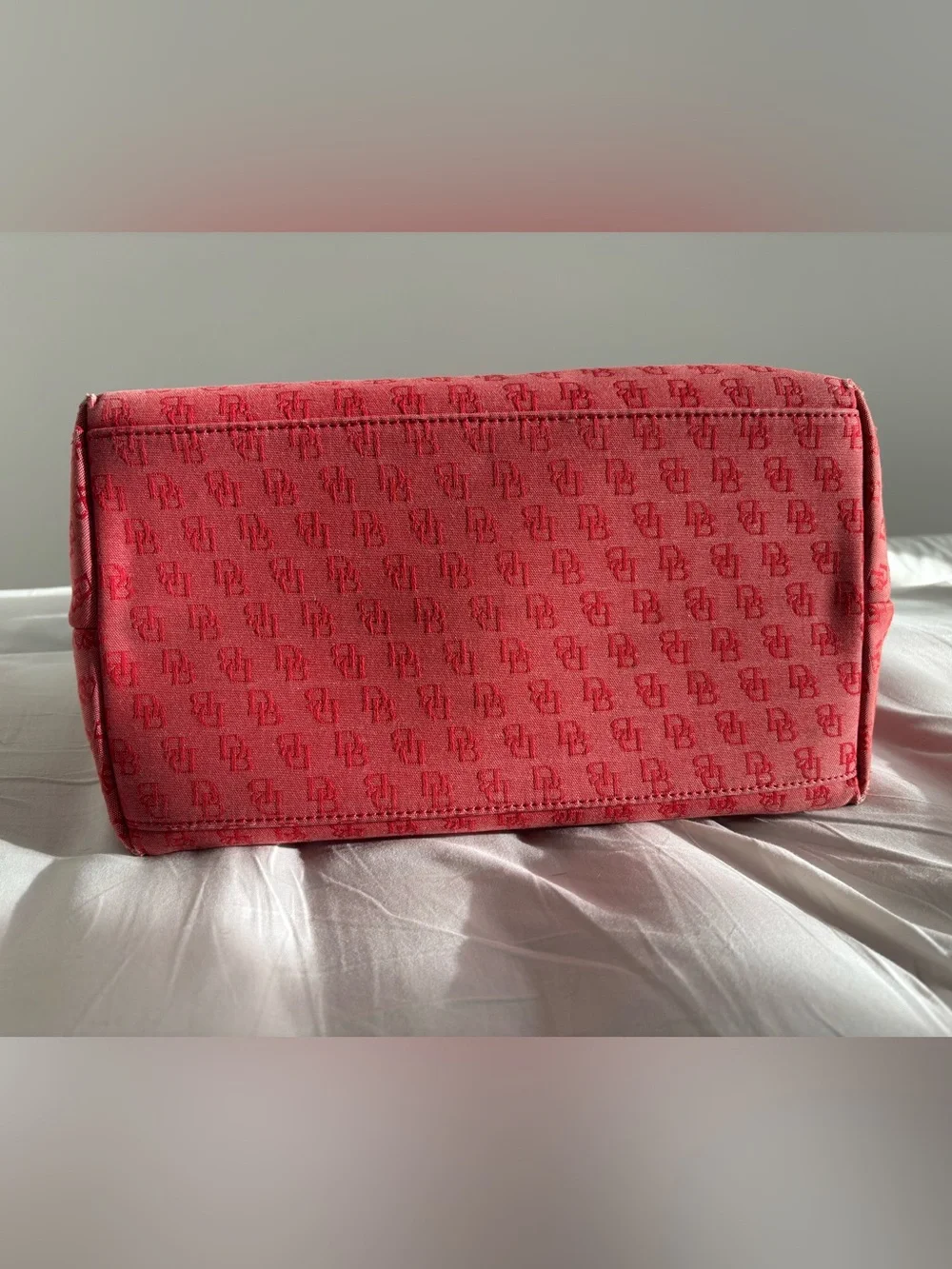 Dooney & Bourke Strawberry Pink Logo Canvas & Leather Satchel Crossbody Bag